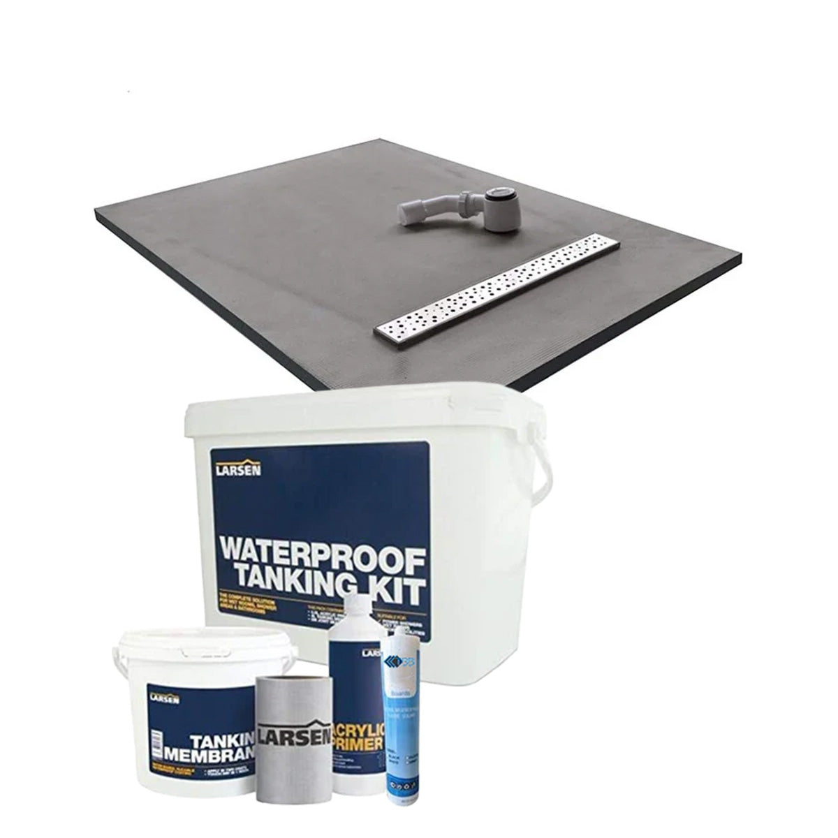 30mm Linear Tile Base Tray & Waste System (Y/L) - Waterproof Watertight Design