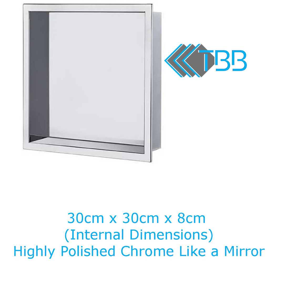Shower Niche Metal, Waterproof Shelving Unit, Polished Chrome