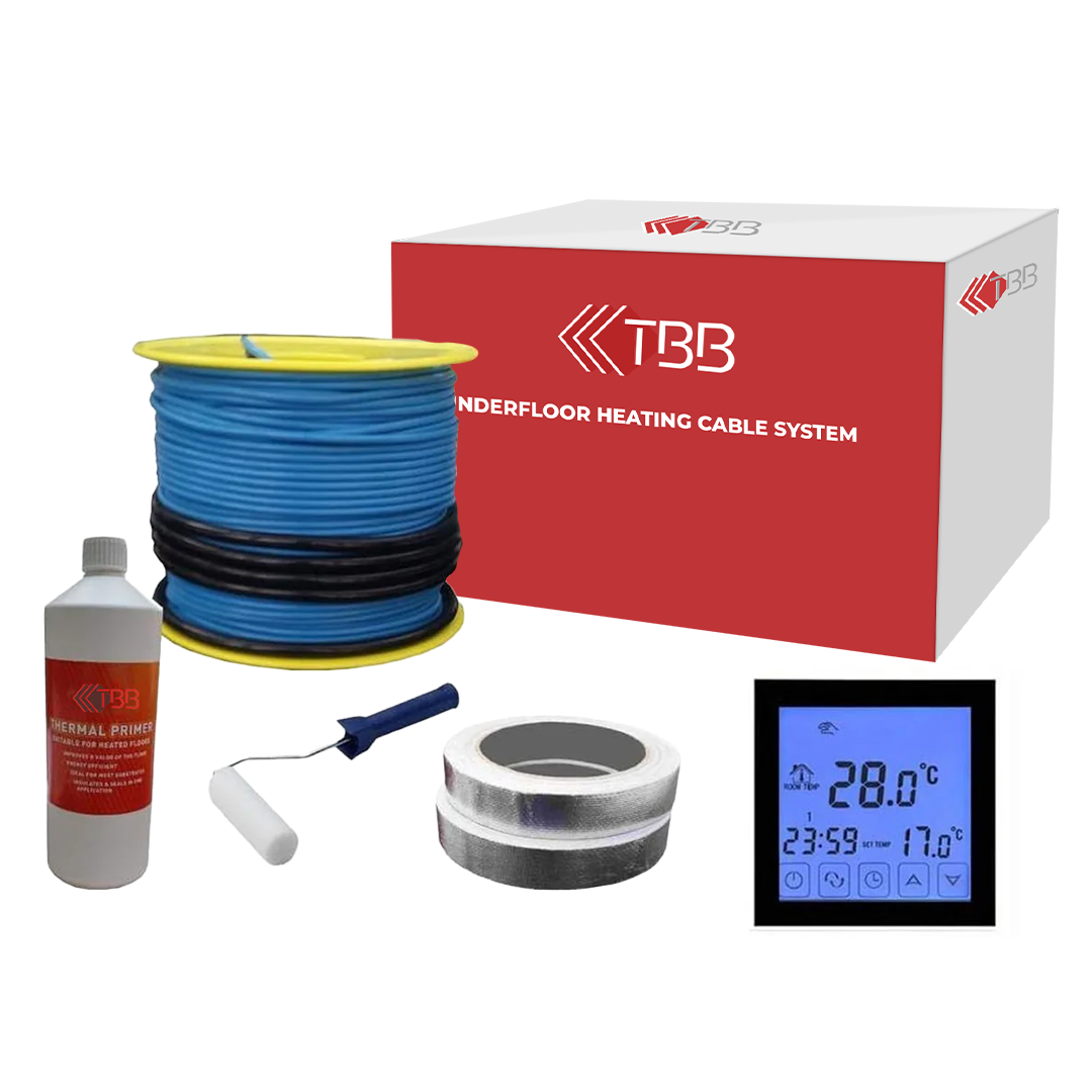 TBB - Electric Underfloor Heating Cable System 200w per m² Touchscreen Thermostat