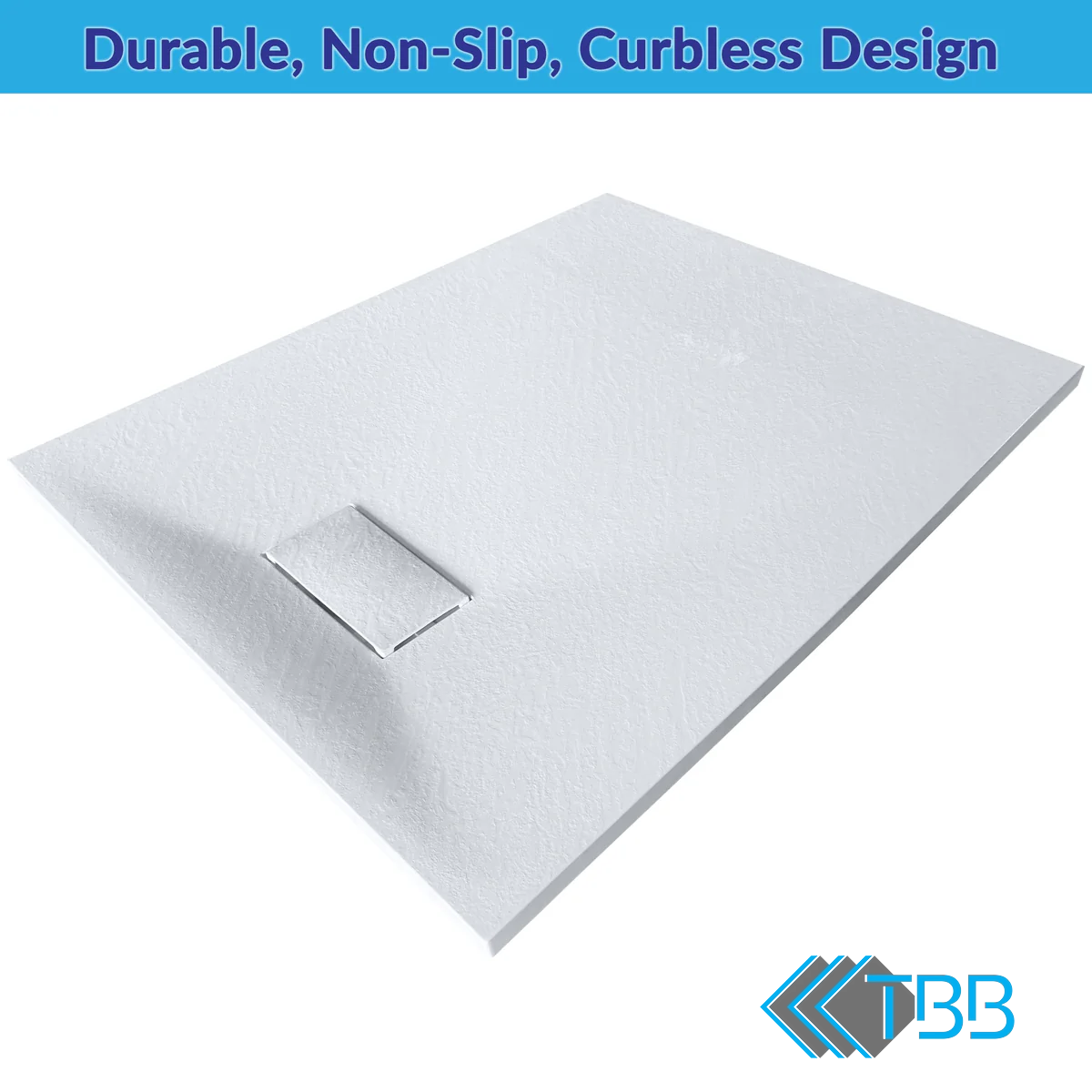 SMC Shower Base Pan Drain System - Wetroom Floor Cover Non-Slip, Curbless, Durable, Lightweight Sheet Moulding Compound Tray