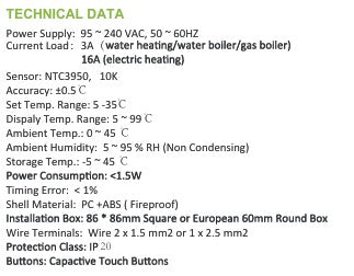 BCA 1000 Wifi Electric Thermostat - Simple Installation, Alexa, Google Home, Wifi Control