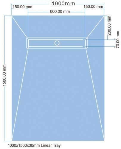 30mm Linear Wetroom Shower Tray with Grate and Drain