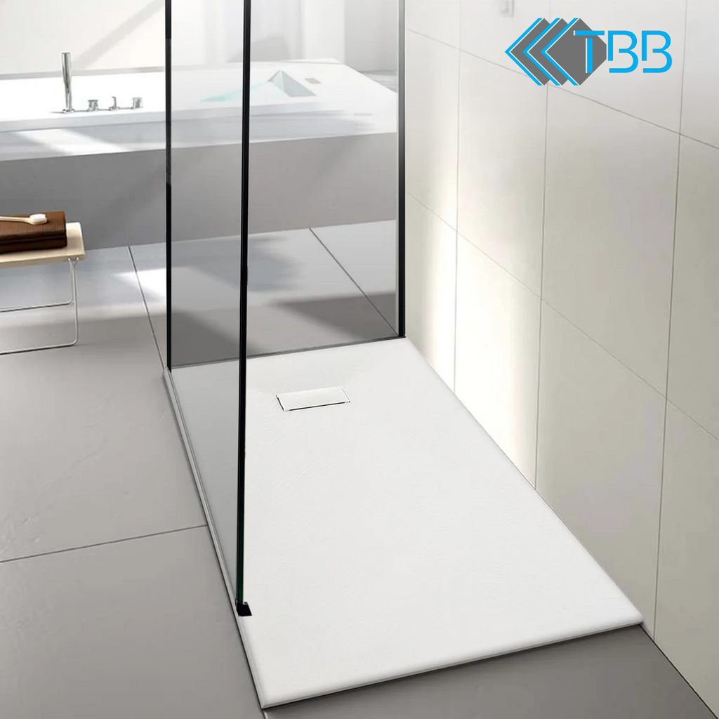 SMC Shower Base Pan Drain System – Curbless Non-Slip Wetroom Floor Tray, Durable Lightweight Sheet Moulding Compound