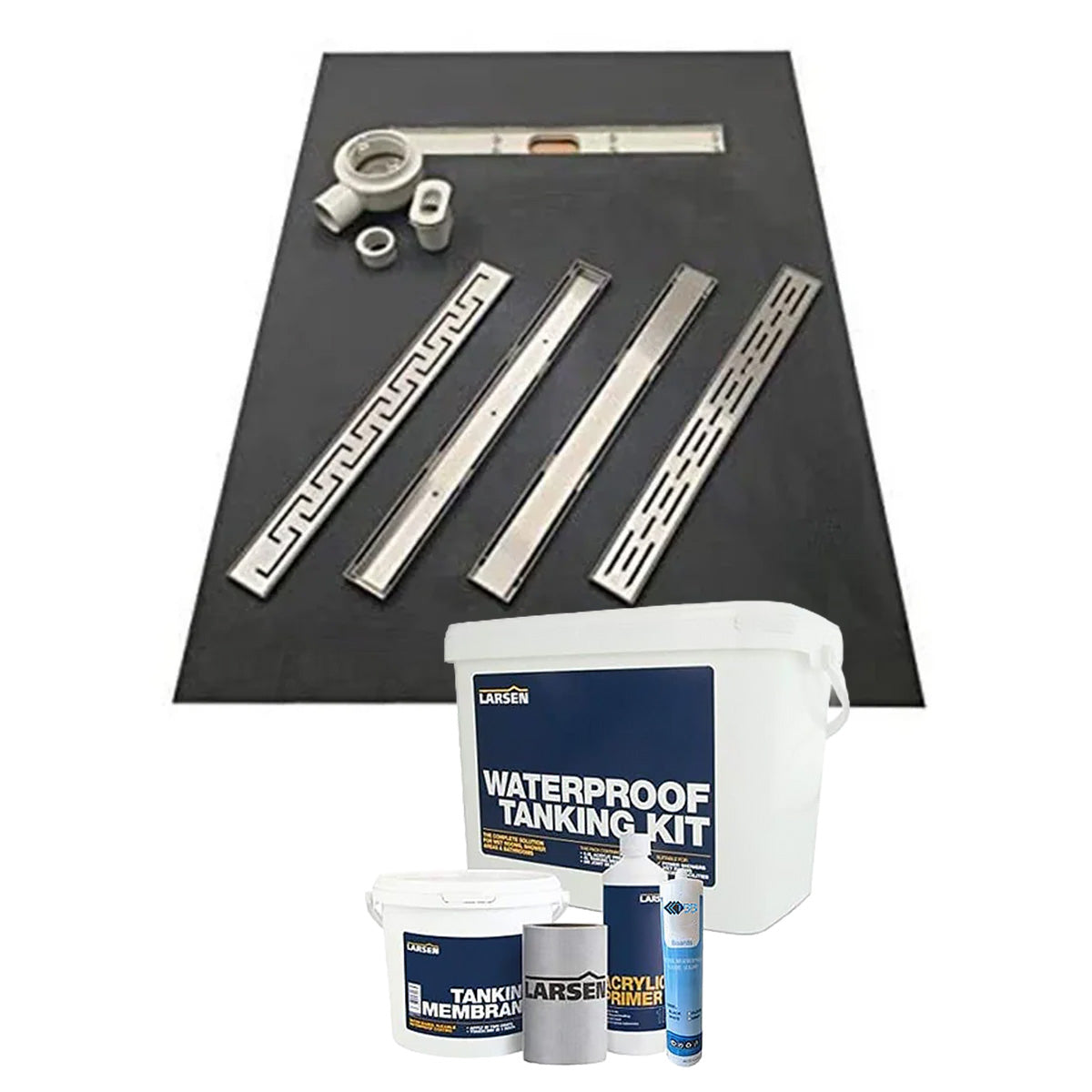 30mm Pro Linear Shower System Wetroom System & Larsen Tanking Kit