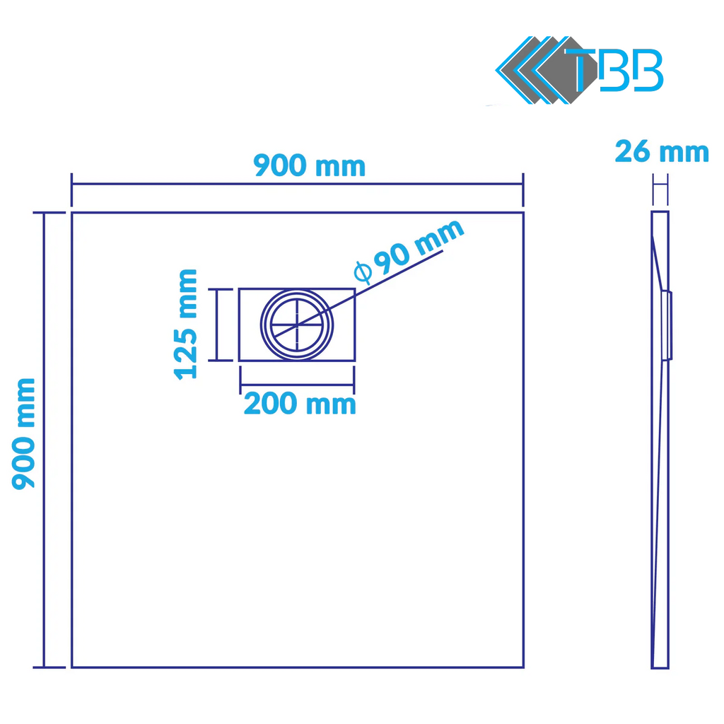 SMC Shower Base Pan Drain System – Curbless Non-Slip Wetroom Floor Tray, Durable Lightweight Sheet Moulding Compound