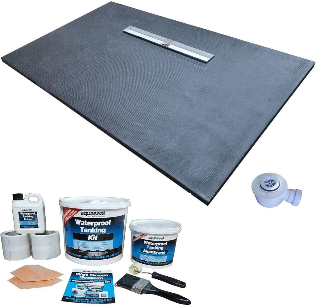 Linear Wetroom Shower Tray & Aqua Kit (Long Side)
