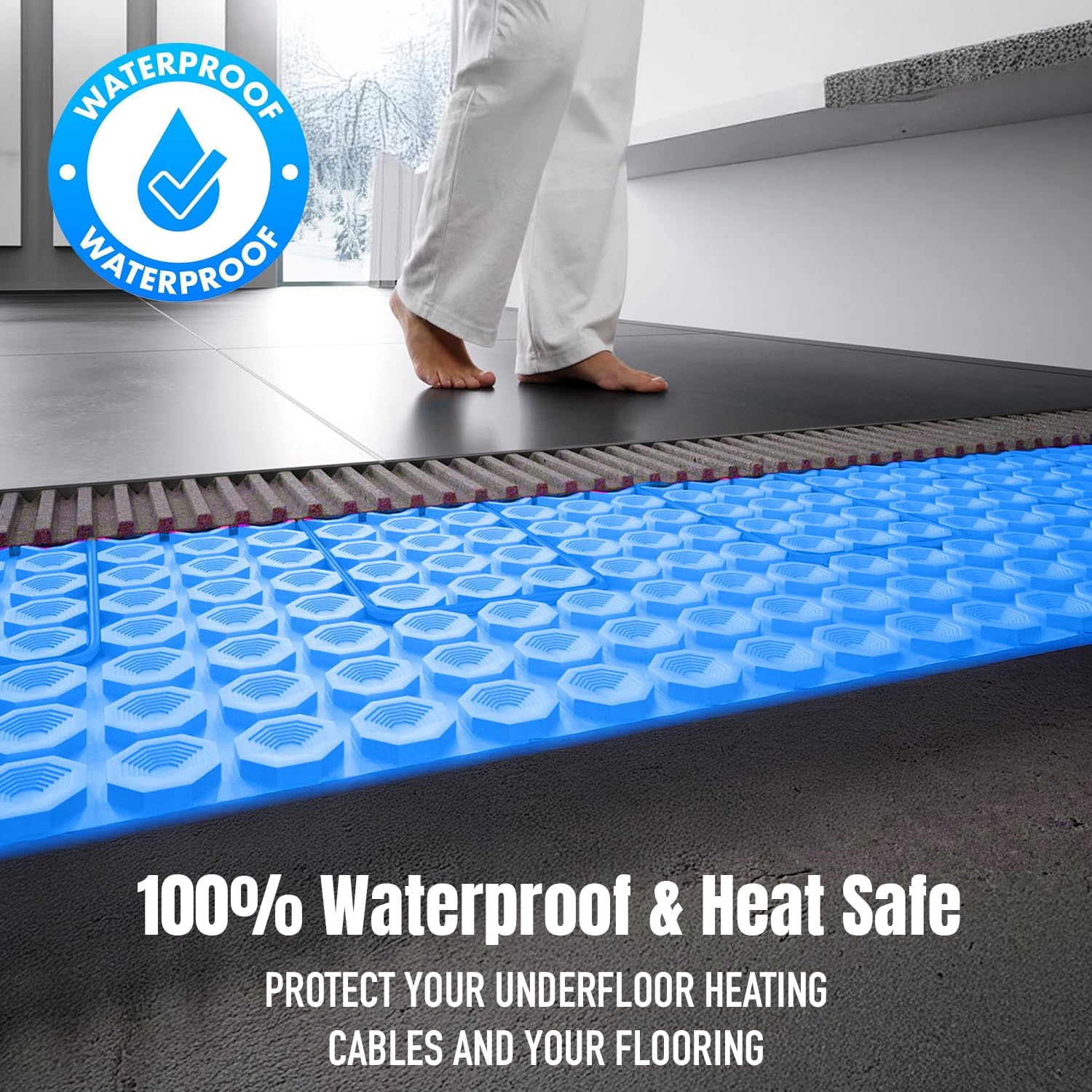 Blue Underfloor Heating Mat Base Underlay – Anti-Crack Membrane for Loose Cable Systems (Copy)