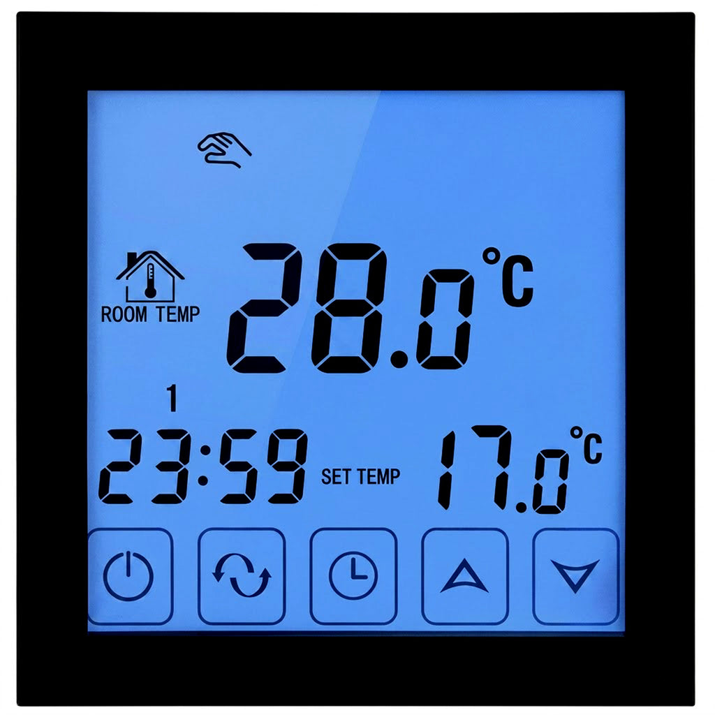 Touch Screen GLS Thermostat - Air & Floor Sensors, 7 Day Programmable with Simple Installation and Slimline Design