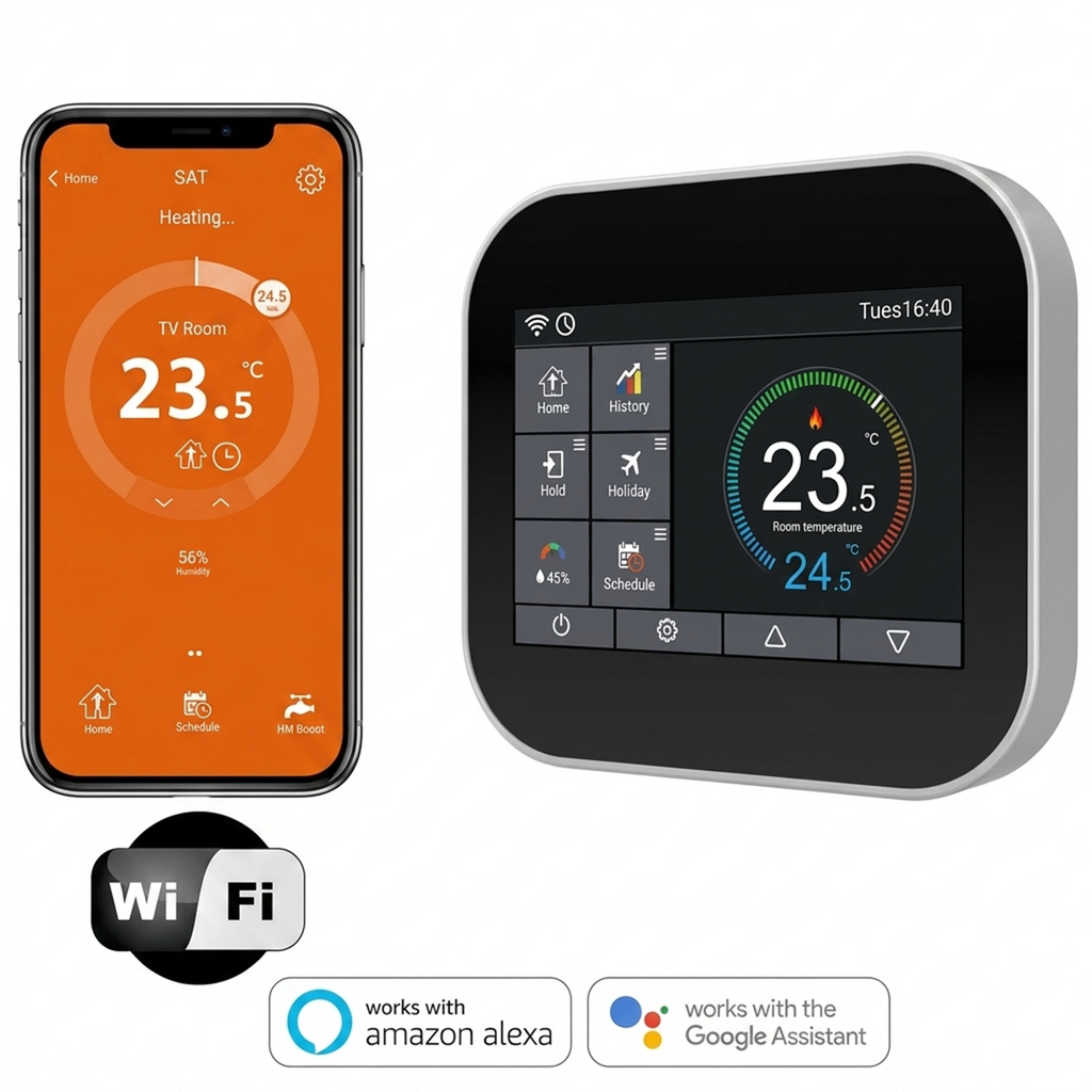 MC6 Smart Thermostat – WiFi & Remote Controlled for Electric Underfloor Heating, Alexa Compatible
