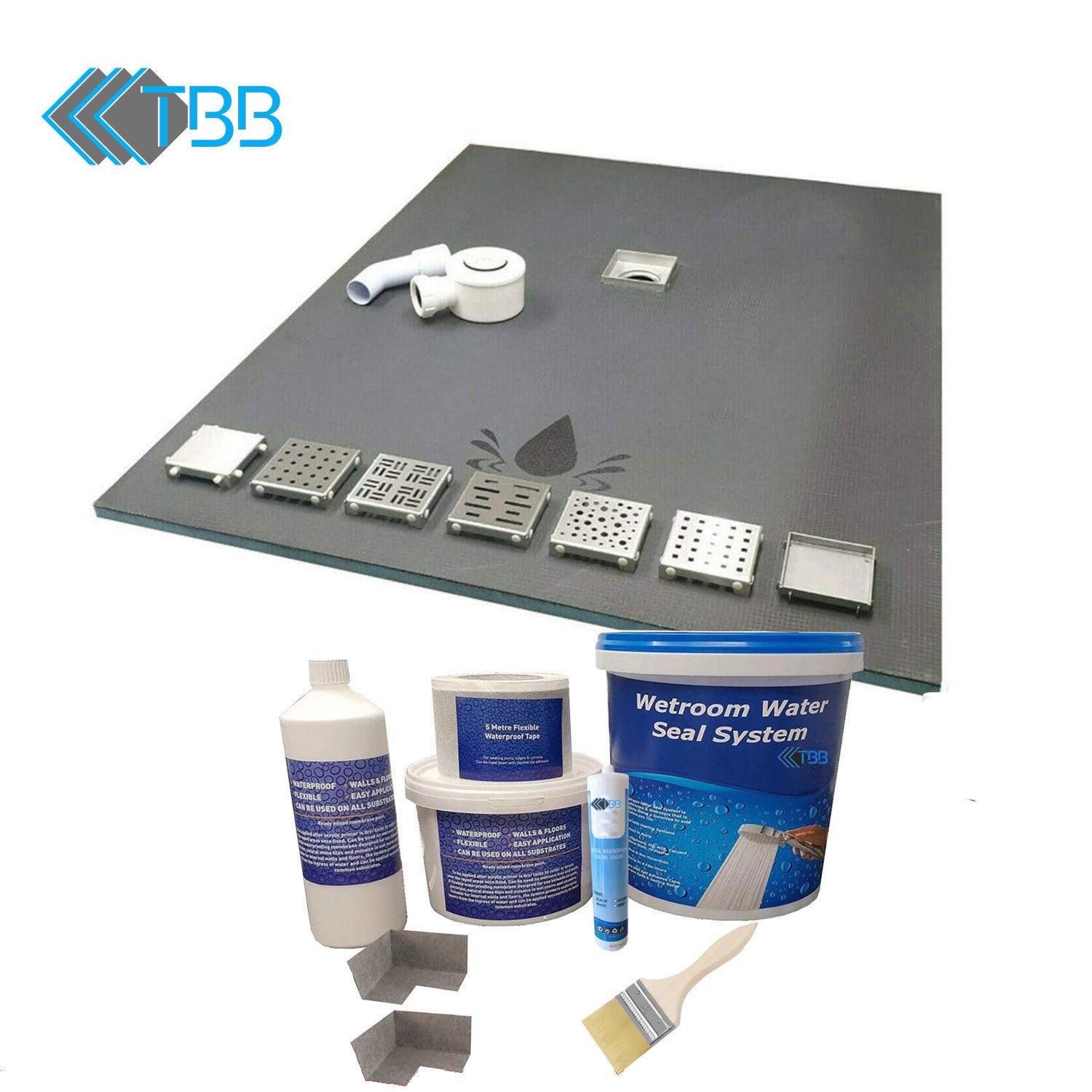 Wetroom Kit 20mm, TBB WSK Tanking Kit, 7 Grates Options