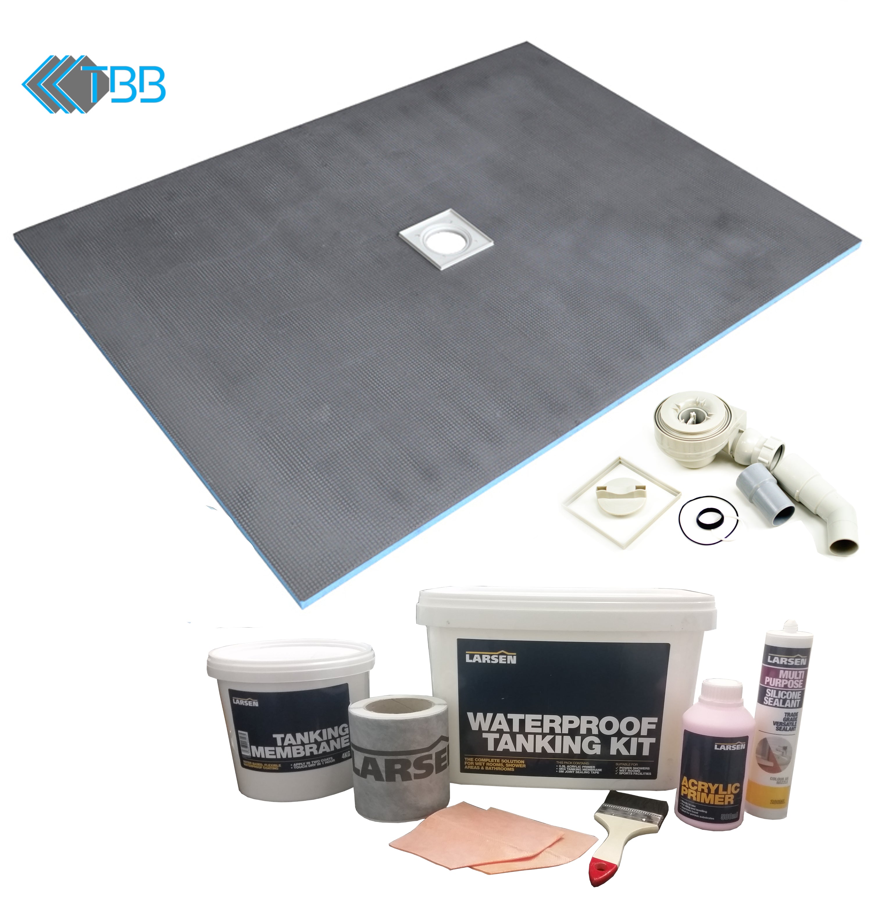 Tile Backer Boards Wetroom Shower Tray & Larsen Tanking Kit