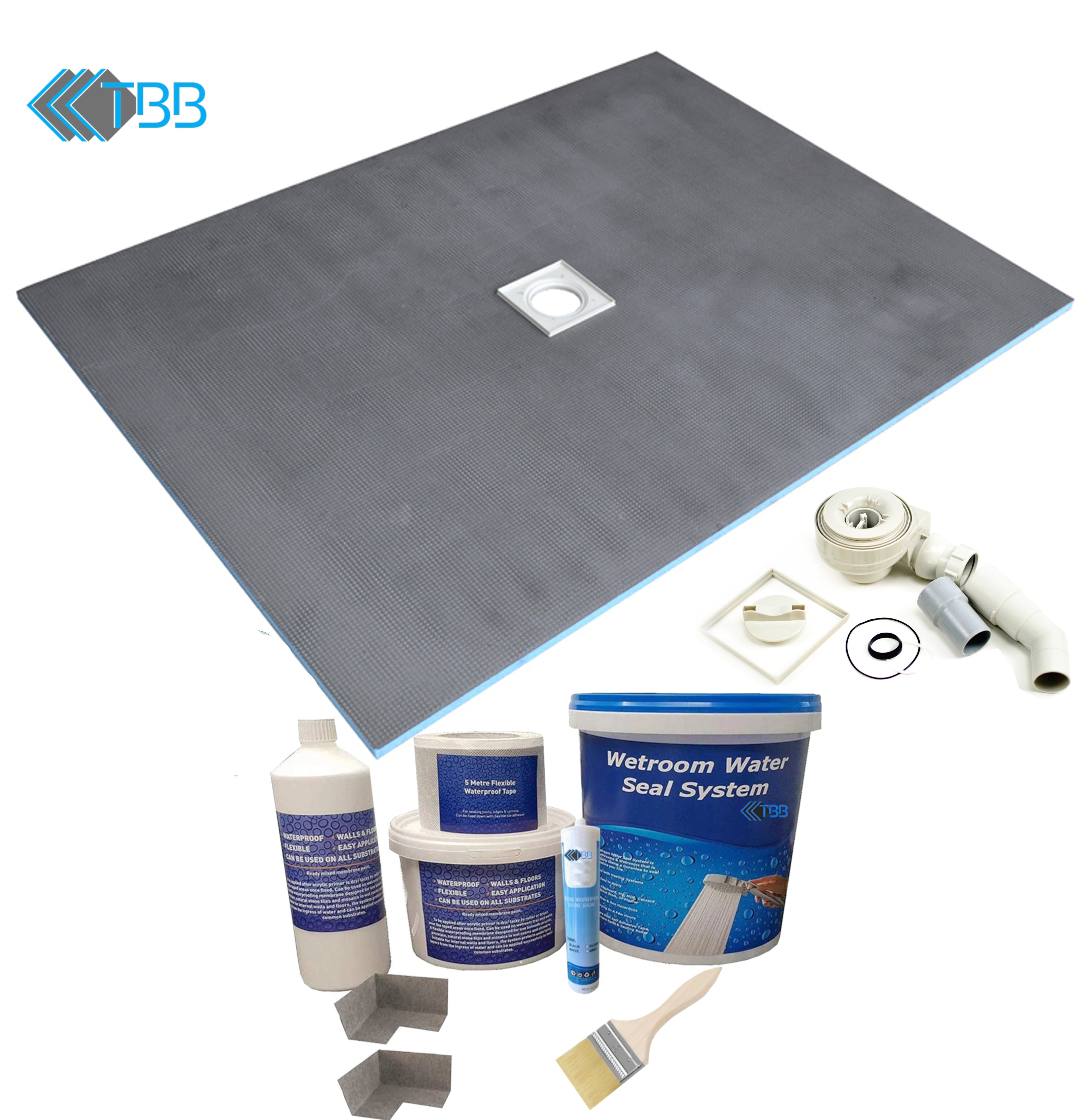 Tile Backer Boards Wetroom Shower Tray & TBB WSK Tanking Kit