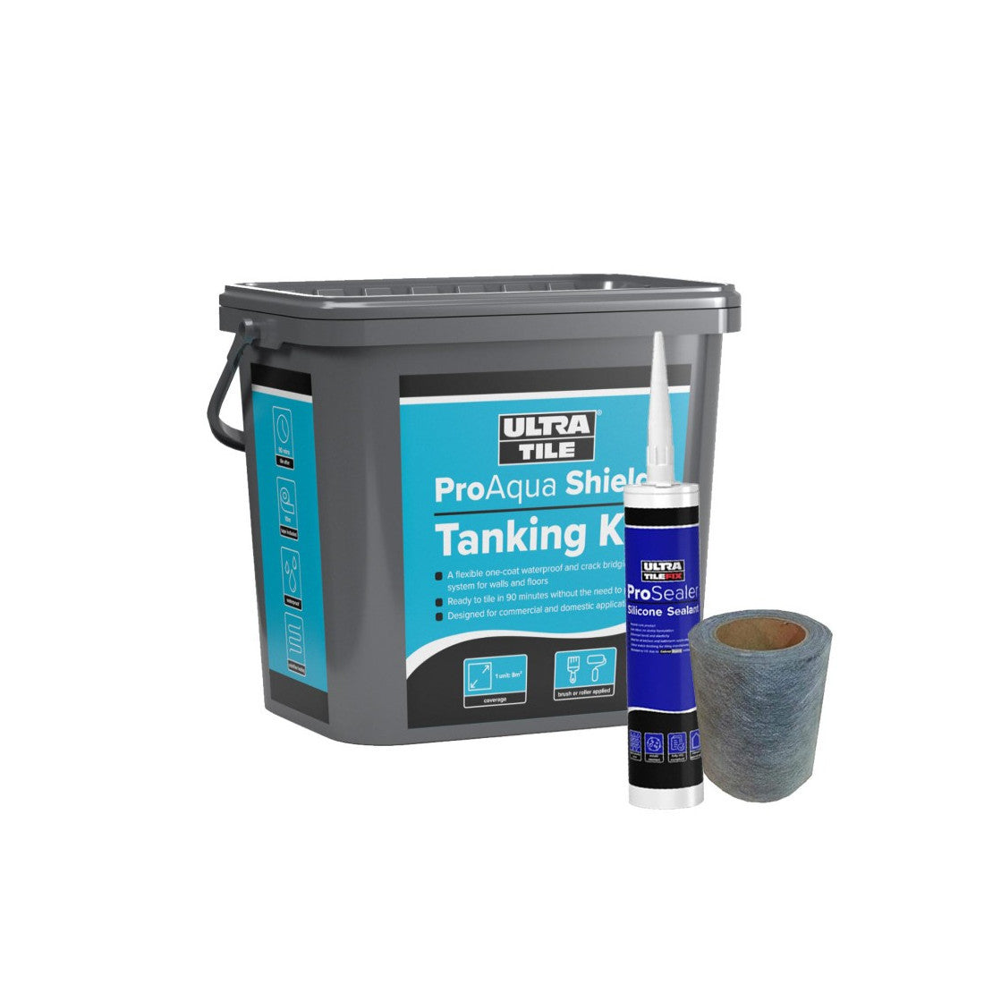 Ultratilefix Proshield Waterproof Tanking System Kit 8m – Premium Wet Room Sealant Kit