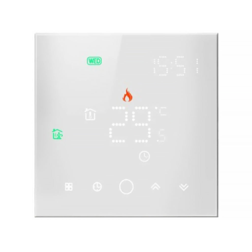 Black Glass WiFi Thermostat – Touchscreen Electric Control, Mobile App & Smart Home Compatible, Floor Sensor & Install Kit Included