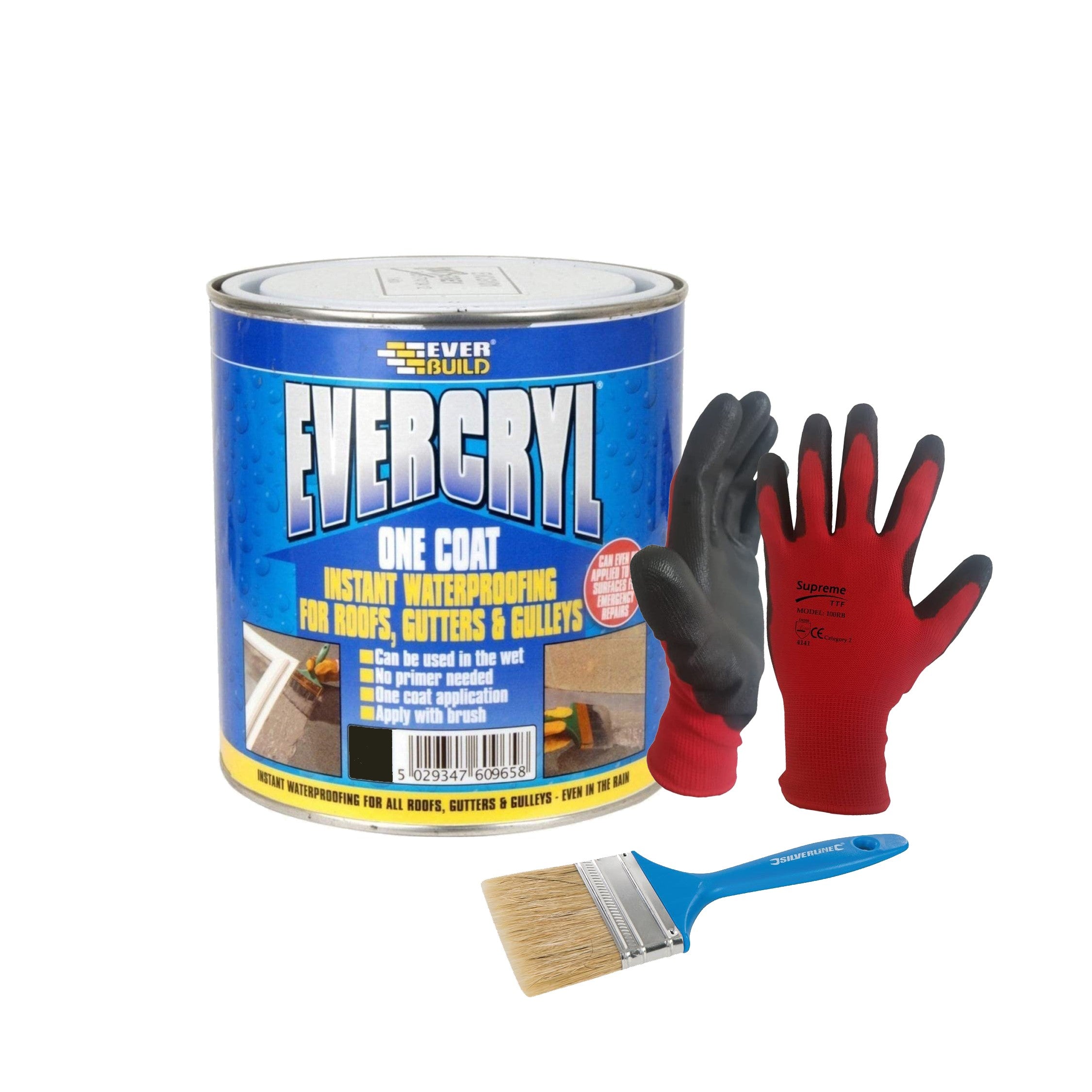 Evercryl One Coat Repair - Grey or Black - Fibre Reinforced Sealant, Multi Use