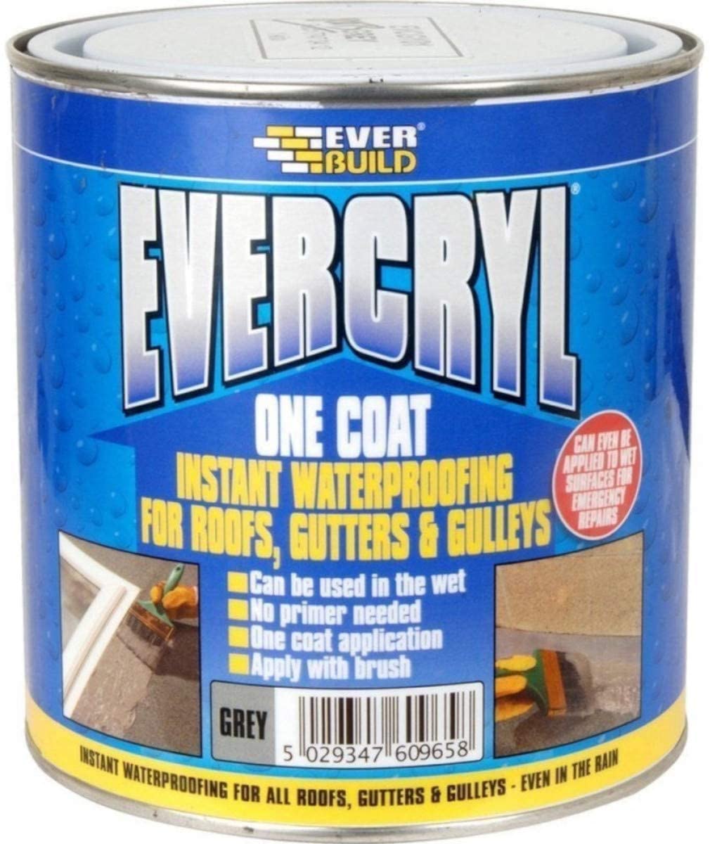 Evercryl One Coat Roof Repair – Grey or Black – Fibre-Reinforced, Multi-Surface Sealant