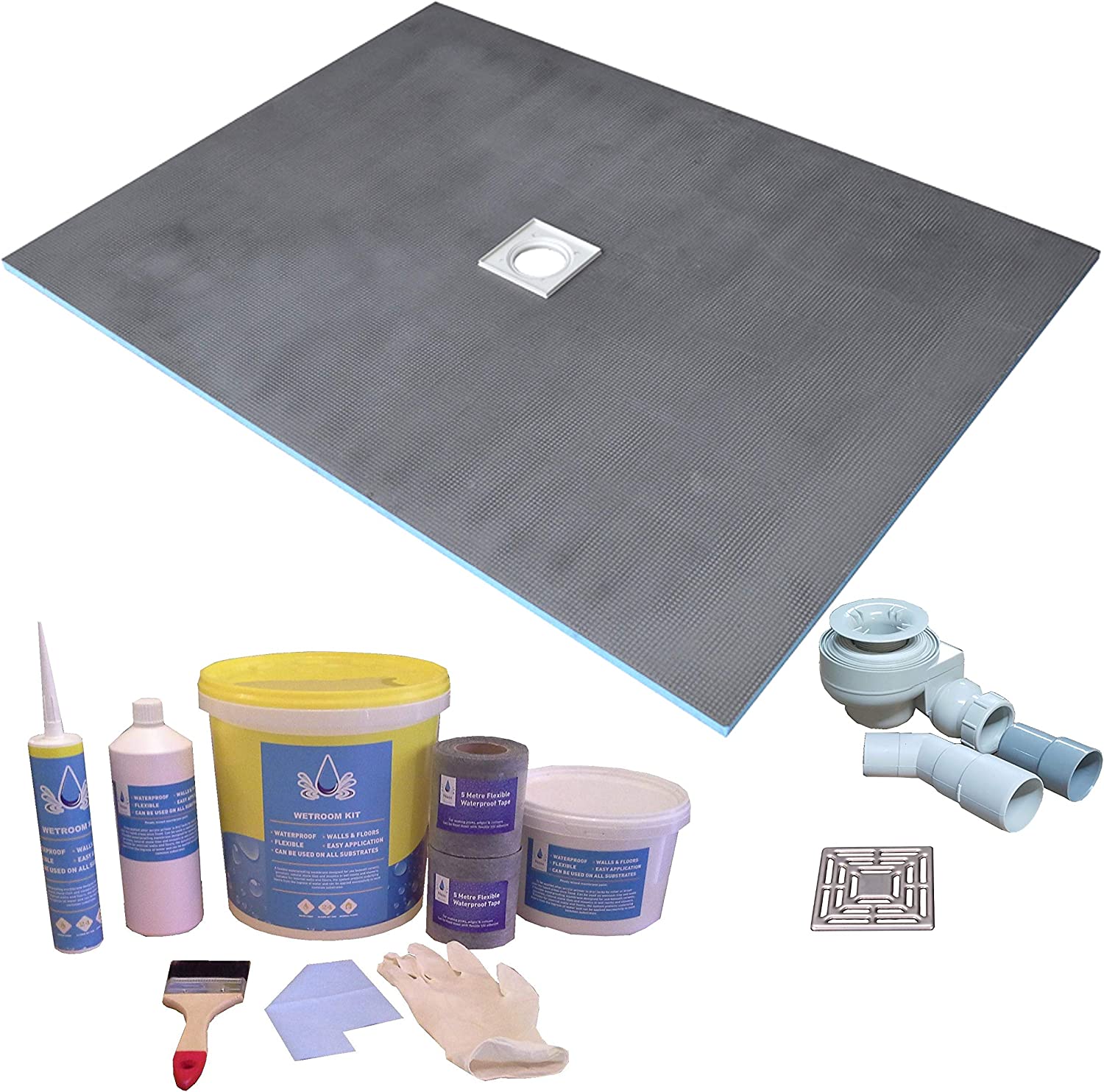 Wetroom Kit Square Grate Tile Base Tray & Waste System (Y/S)