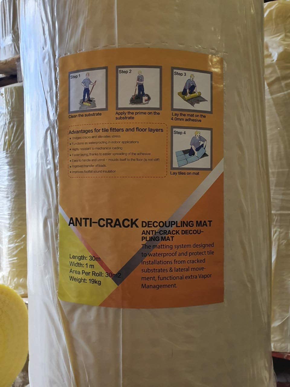Waterproof Anti-Crack Decoupling Membrane for Newly Installed Floors – Yellow