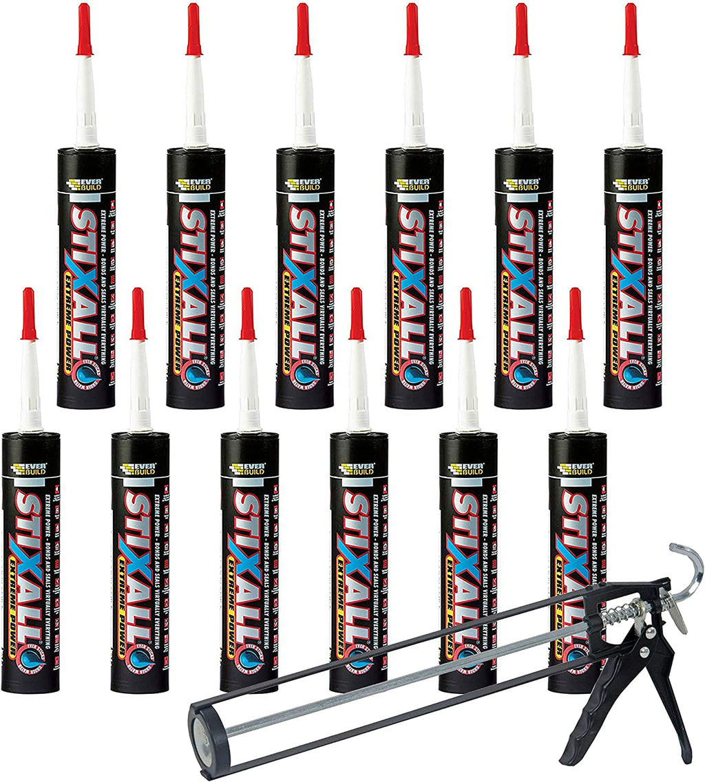 Stixall 12x Polymer Grab Adhesive & Sealant with Applicator – 290ml Multipurpose Caulking & Pro Sealant Tool Included