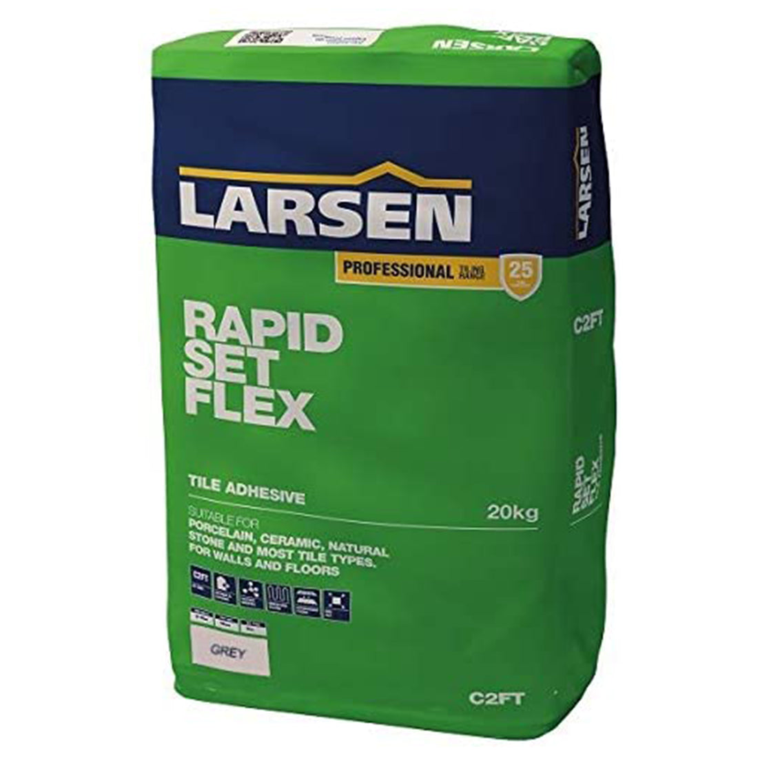 Larsen Pro Quick-Set Flexible Tile Adhesive for Floors & Walls - Indoor/Outdoor (Green Bag)