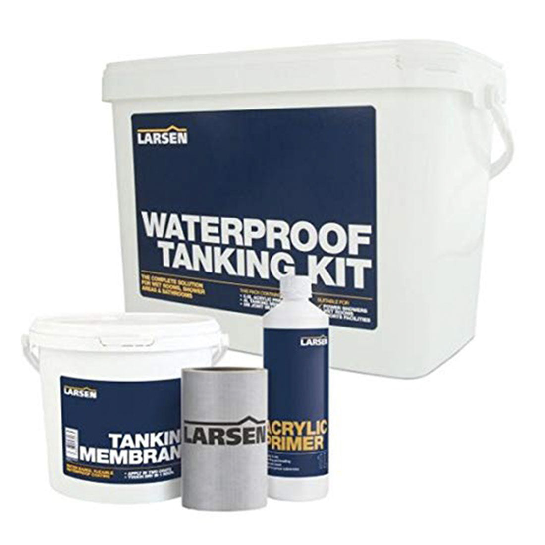 Larsen Wet Room System Waterproof Tanking Kit 4m - Premium Sealant Kit for Wetrooms, Bathrooms, Wet Zones and Changing Rooms Quick Dry Easy Installation