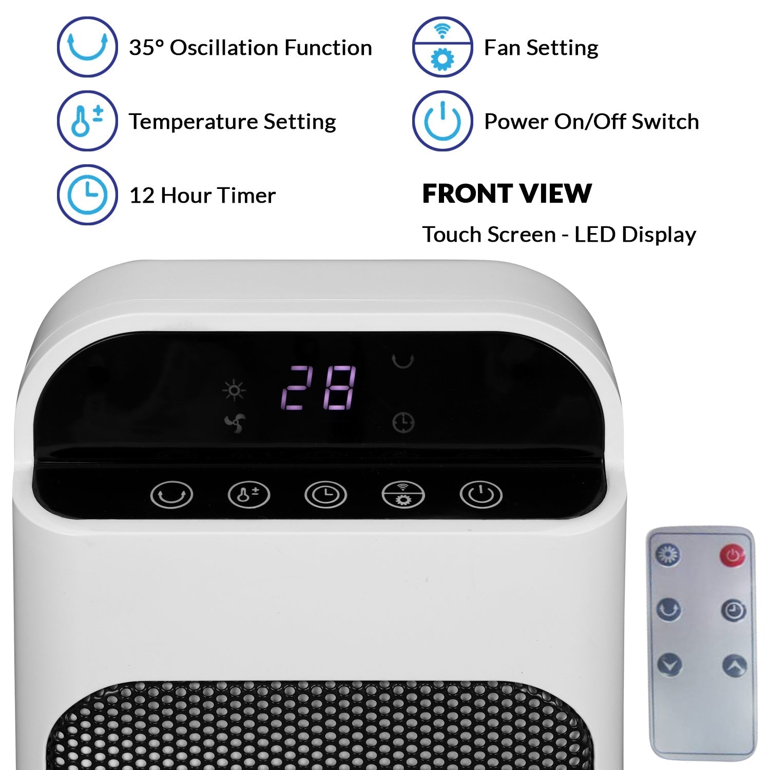 Electric Desk Heater 2000W – Compact Vertical Indoor Heater, Low Noise & Energy Efficient