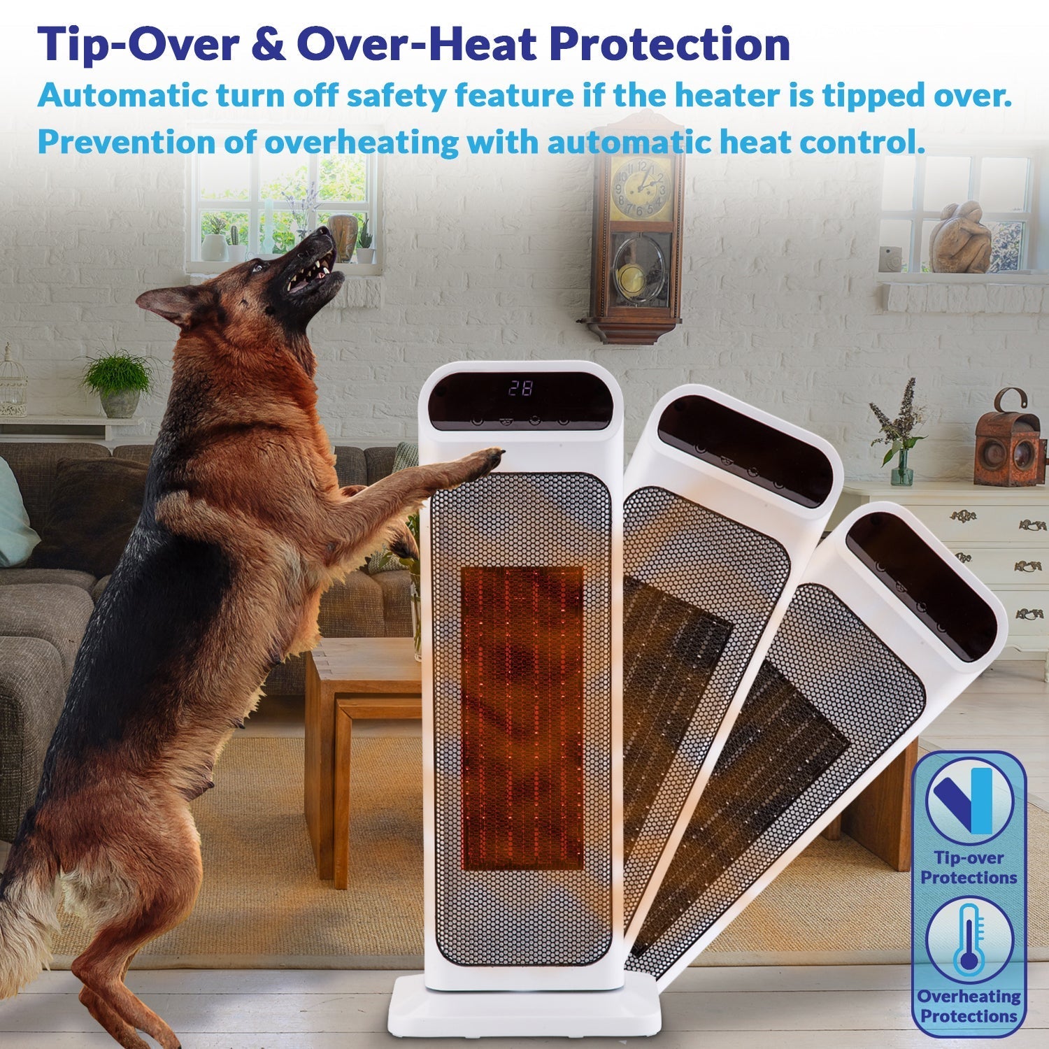 Electric Desk Heater 2000W – Compact Vertical Indoor Heater, Low Noise & Energy Efficient