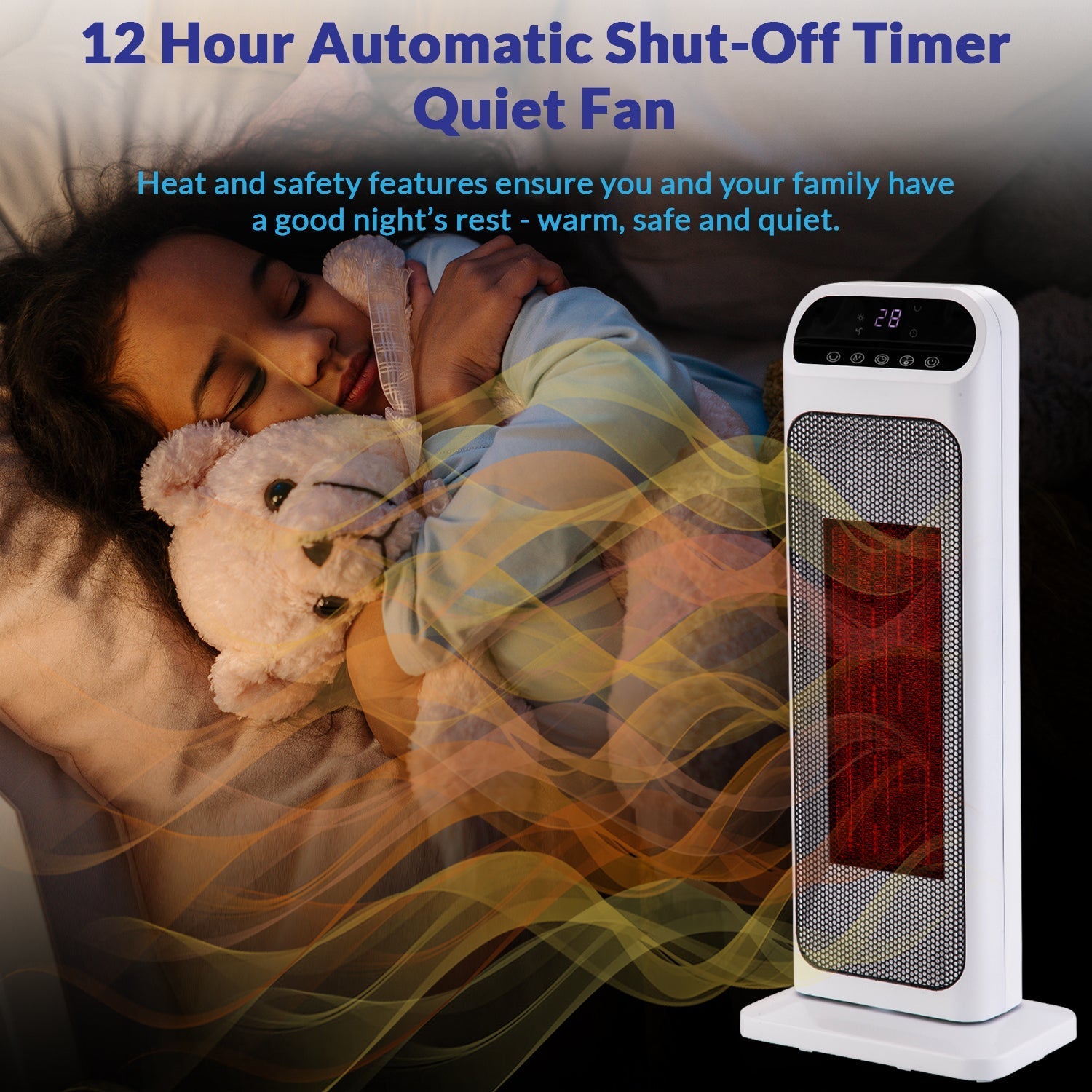 Electric Desk Heater 2000W – Compact Vertical Indoor Heater, Low Noise & Energy Efficient
