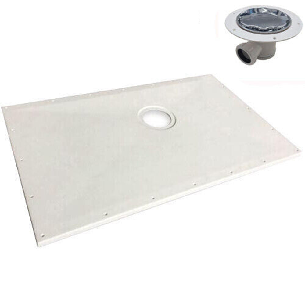 Vinyl Wetroom Tray and Drain Kit System with Polished Chrome Finish