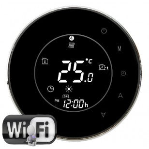 WiFi Round Thermostat – Programmable 7-Day Control with Air & Floor Sensors, Easy Install, Alexa & App Compatible