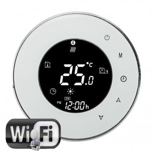 WiFi Round Thermostat – Programmable 7-Day Control with Air & Floor Sensors, Easy Install, Alexa & App Compatible
