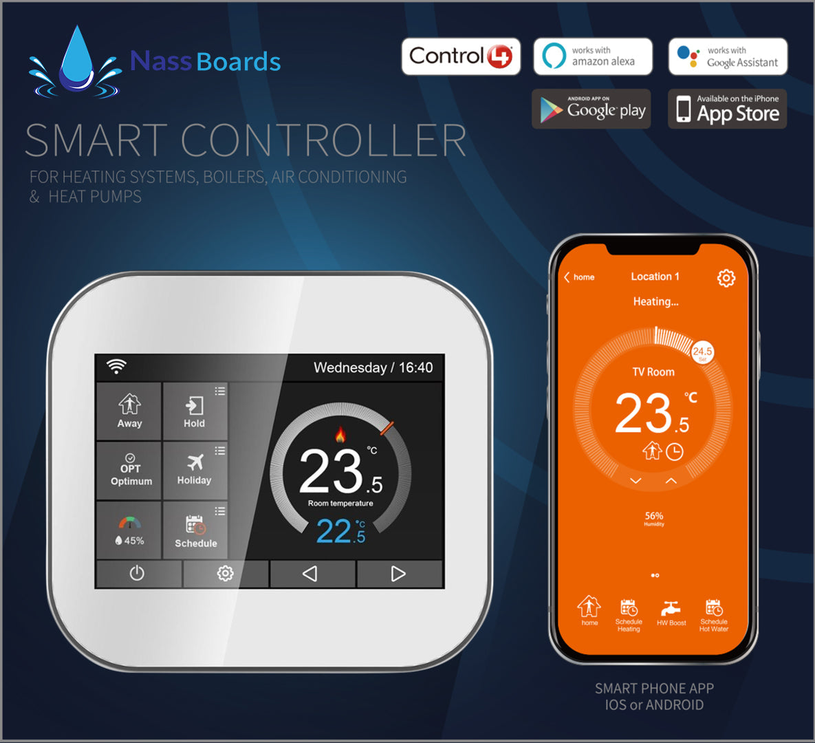 Tile Backer Boards MC6 Smart Wifi Electric Thermostat - Alexa, Google Home, Wifi Control